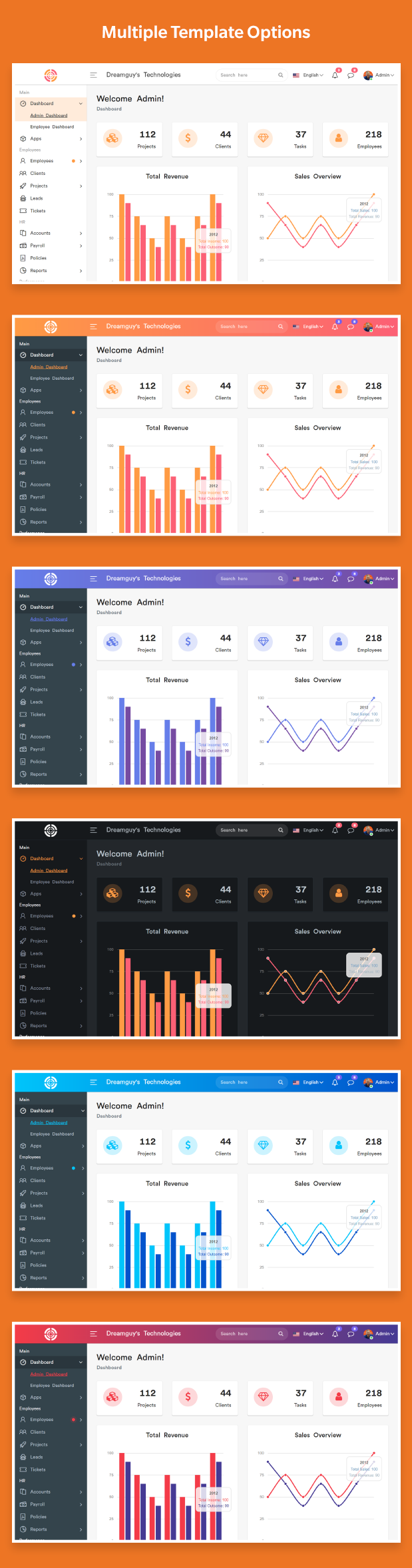 SmartHR - HRMS, Payroll, and HR Project Management Admin Dashboard Template (React + Html) - 1
